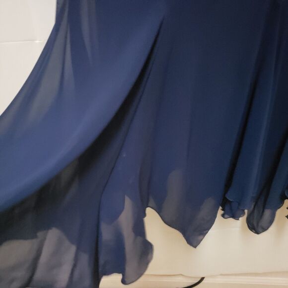 VTG Women's S.L.Fashions Two Piece Navy Flowy Maxi Formal Dress Set Sz 18W, NWOT - Picture 4 of 15